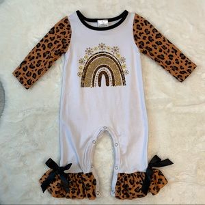 Rainbow and Leopard Print Romper NWT